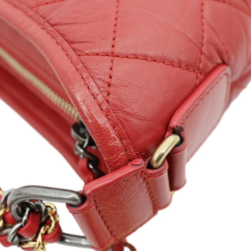 Chanel Gabrielle Aged Calfskin Quilted Leather Crossbody Bag Red - Picture 9 of 13